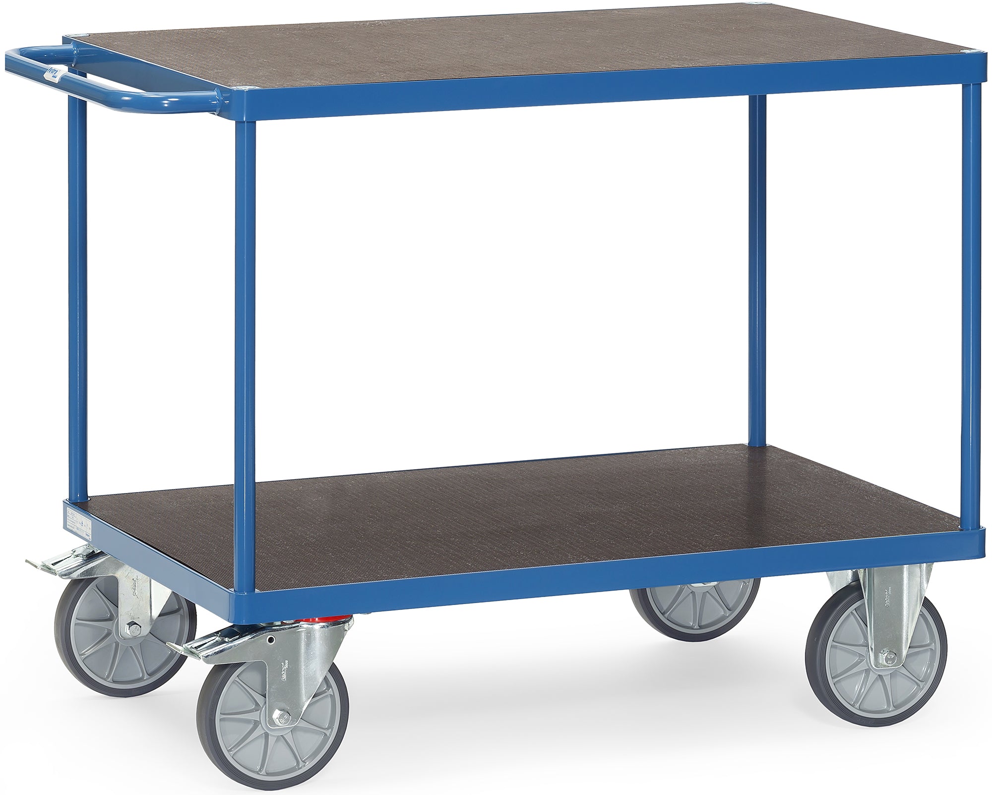 Fetra Tischwagen bis 600 kg, mit 2 Böden aus rutschsicheren Siebdruckplatten