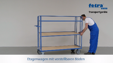 Fetra Etagenwagen mit verstellbaren Böden bis 500 kg, 2 lose Etagen, 1800 mm hoch Video